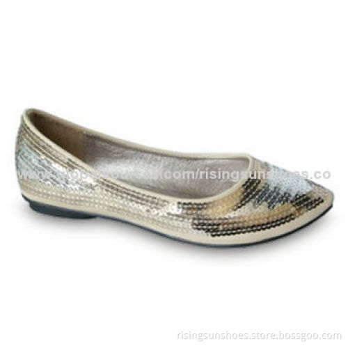 Women's Casual Shoes with Shiny Sequins Upper, Pointed Toe Style, Customized Designs are WelcomeNew